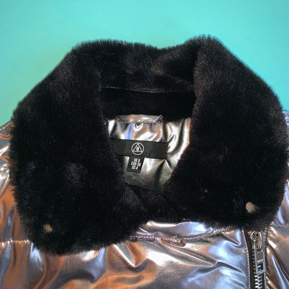 Missguided Metallic Puffer Aviator Coat - Picture 3 of 8